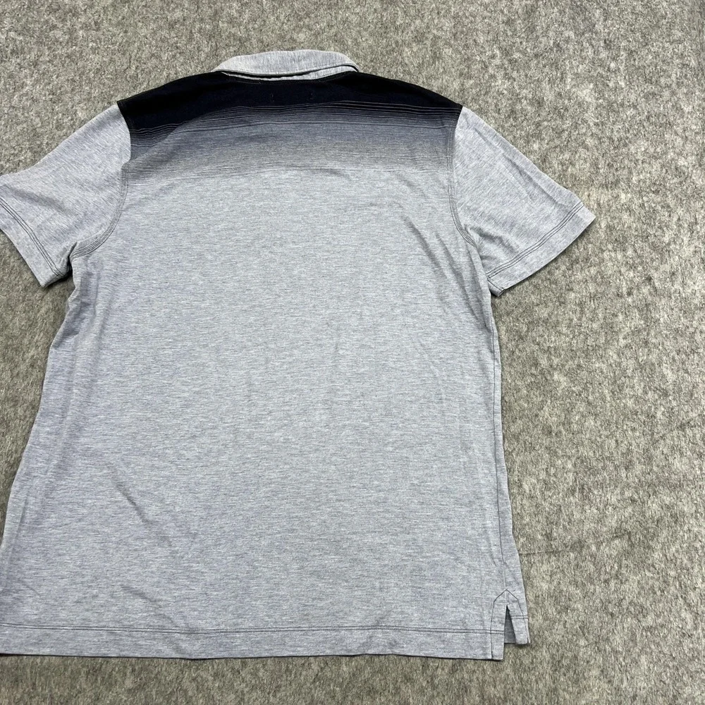 Banana Republic Polo Shirt Mens Large Gray Fitted Pima Ombre Short Sleeve Cotton